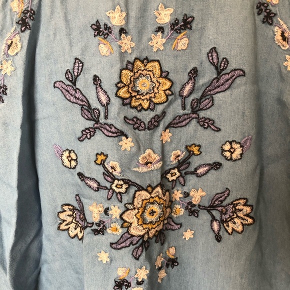 Francesca’s Embroidered Chambray Dress - Picture 2 of 4